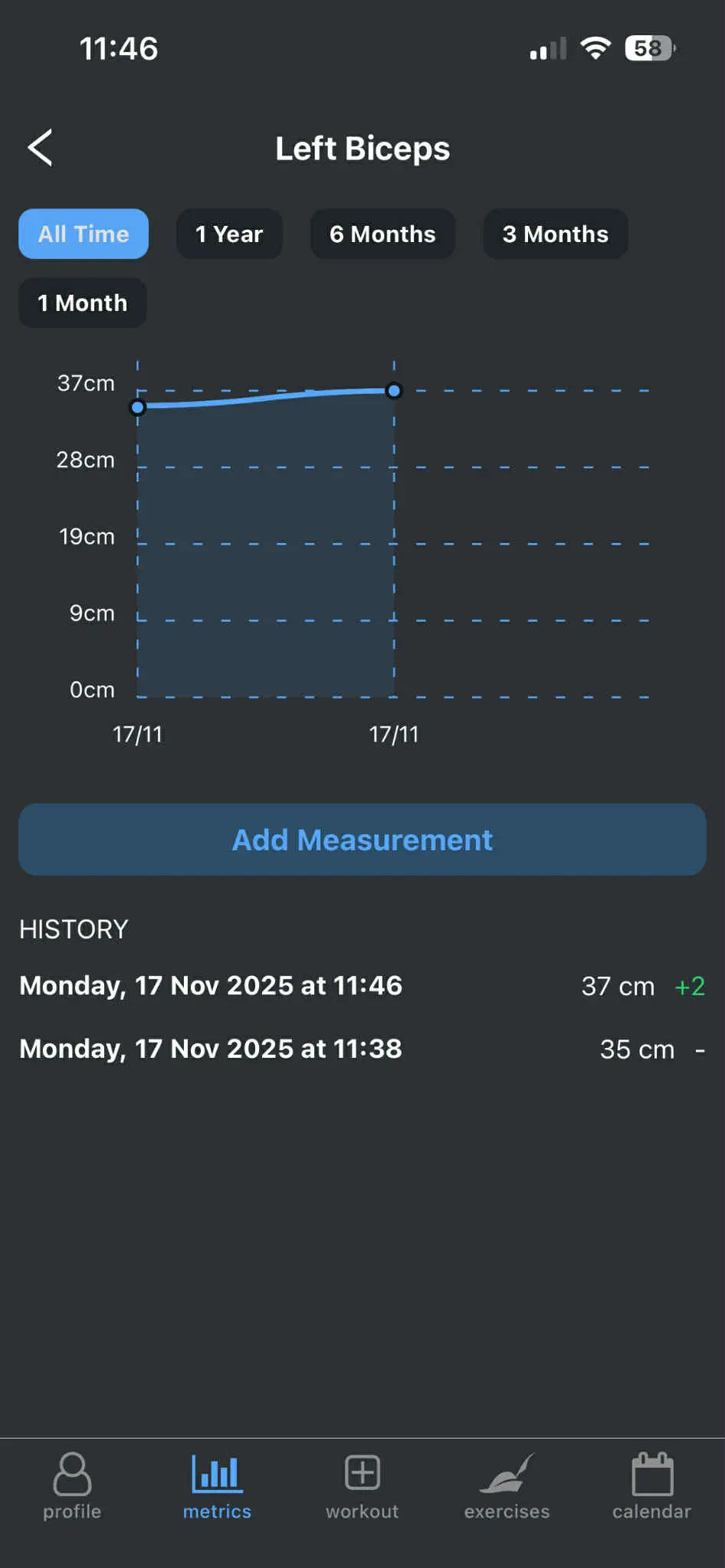 Metric details with progress chart