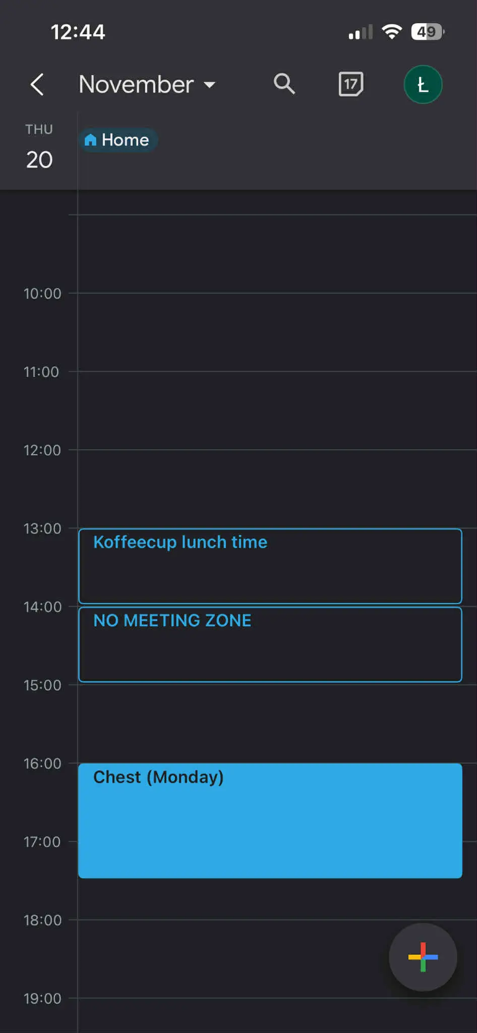 Phone calendar with scheduled workout