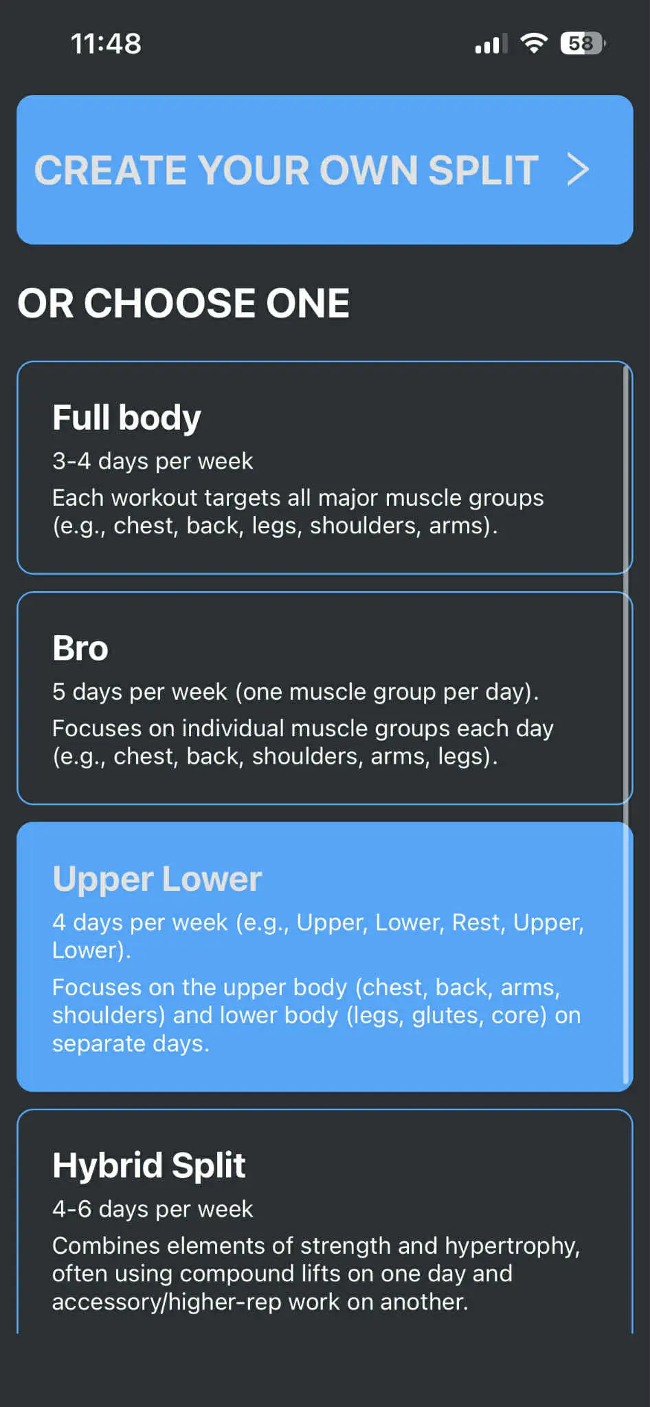 Splits screen in TrueGrind app
